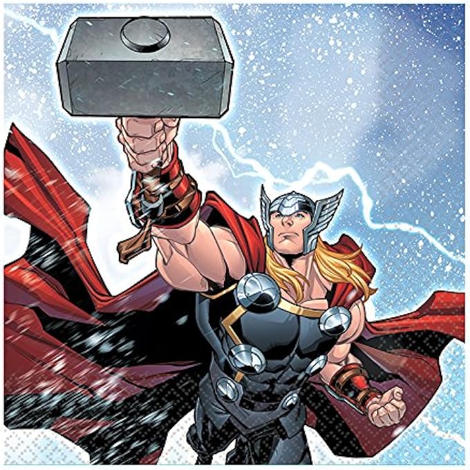 16 MARVEL EPIC AVENGERS SUPERHERO BIRTHDAY PARTY BEVERAGE NAPKINS - Image 1